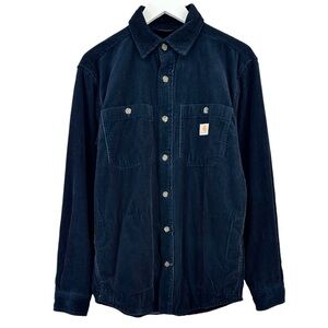 Carhartt Navy Blue Loose Fit Heavyweight Corduroy Button Up Shirt Jacket sz S